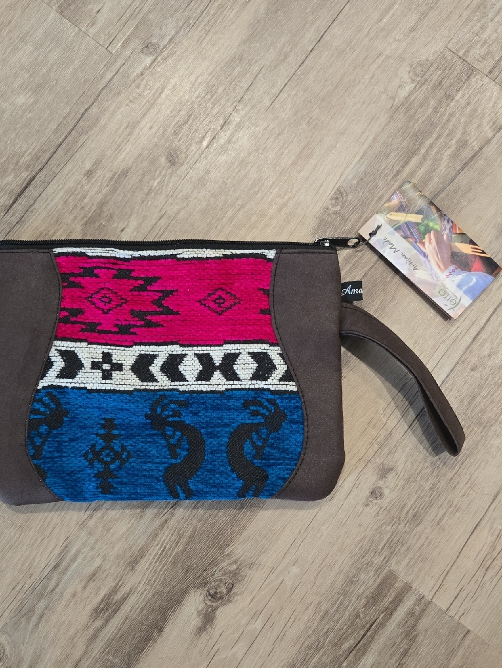 Southwestern Woven Hot Pink & Royal Blue Wristlet Clutch/ Ipad Case. NWT